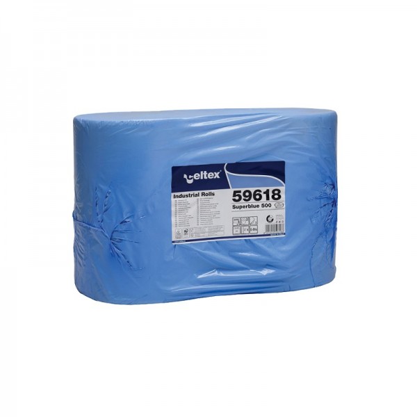 Prosop rola industriala Celtex 59618, 3 straturi, 500 foi/rola, albastru  Prosop rola industriala Celtex 59618, 3 straturi, 500 foi/rola, albastru